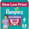 imagePampers Diapers  Cruisers 360  Size 6 104 Count Babyproof up to 100 Leakproof PullOn DiaperSize 4