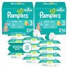 imagePampers Baby Dry Disposable Baby Diapers Size 6 2 Month Supply 2 x 144 Count with Sensitive Water Based Baby Wipes 12X Multi Pack PopTop and Refill 1008 CountSize 3
