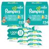 imagePampers Baby Dry Disposable Baby Diapers Size 6 2 Month Supply 2 x 144 Count with Sensitive Water Based Baby Wipes 12X Multi Pack PopTop and Refill 1008 CountSize 1  2