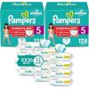 imagePampers Pull On Cruisers 360 Fit Disposable Baby Diapers Size 7 2 Months Supply 2 x 88 Count with Sensitive Water Based Baby Wipes 12X Multi Pack PopTop and Refill 1008 CountSize 5
