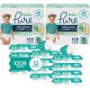 imagePampers Pure Protection Disposable Baby Diapers Size 6 2 Month Supply 2 x 108 Count with Aqua Pure Sensitive Baby Wipes 12X PopTop Packs 672 CountSize 6