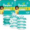imagePampers Swaddlers Disposable Baby Diapers Size 6 2 Month Supply 2 x 108 Count with Sensitive Water Based Baby Wipes 12X Multi Pack PopTop and Refill 1008 CountSize 6