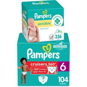 imageDiapers Size 7 88 Count and Baby Wipes  Pampers Pull On Cruisers 360 Fit Baby Diapers with Stretchy Waistband ONE MONTH SUPPLY with Sensitive Wipes 6X PopTops 336 Count Packaging May VarySize 6  4X