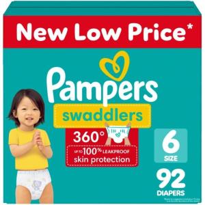 imagePampers Diapers  Swaddlers 360  Size 6 92 Count for up to 100 Leakproof Premium Skin Protection Packaging May VarySize 6