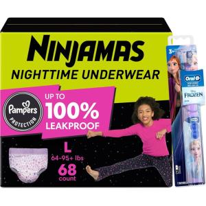 imagePampers Ninjamas  OralB Toothbrush Nighttime Training Pants Boys 68 Count Size L ampamp OralB Kids Power Kids Toothbrush AvengersL Girls  Toothbrush