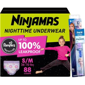imagePampers Ninjamas  OralB Toothbrush Nighttime Training Pants Boys 68 Count Size L ampamp OralB Kids Power Kids Toothbrush AvengersSM Girls  Toothbrush