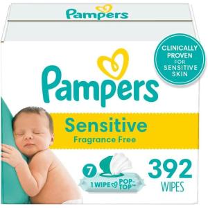 imagePampers Sensitive Baby Wipes Water Based Hypoallergenic and Unscented 8 FlipTop Packs 4 Refill Packs 1008 Wipes Total56 Count Pack of 7