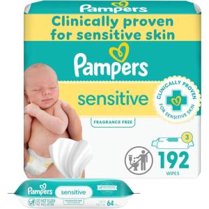imagePampers Sensitive Baby Wipes Water Based Hypoallergenic and Unscented 8 FlipTop Packs 4 Refill Packs 1008 Wipes Total64 Count Pack of 3