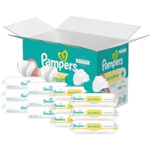 imagePampers Sensitive Baby Wipes Water Based Hypoallergenic and Unscented 8 FlipTop Packs 4 Refill Packs 1008 Wipes Total84 Count Pack of 12