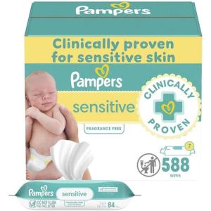 imagePampers Sensitive Baby Wipes Water Based Hypoallergenic and Unscented 8 FlipTop Packs 4 Refill Packs 1008 Wipes Total84 Count Pack of 7