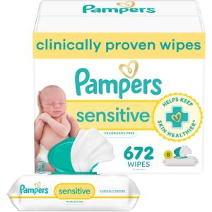 imagePampers Sensitive Baby Wipes Water Based Hypoallergenic and Unscented 8 FlipTop Packs 4 Refill Packs 1008 Wipes Total84 Count Pack of 8