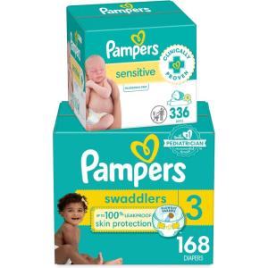 imagePampers Swaddlers Disposable Baby Diapers Size 6 108 Count with Sensitive Water Based Baby Wipes 4X PopTop Packs 336 Count504 Piece Set