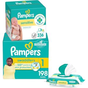 imagePampers Swaddlers Disposable Baby Diapers Size 6 108 Count with Sensitive Water Based Baby Wipes 4X PopTop Packs 336 CountSize 1  4X
