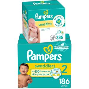 imagePampers Swaddlers Disposable Baby Diapers Size 6 108 Count with Sensitive Water Based Baby Wipes 4X PopTop Packs 336 CountSize 2