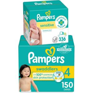 imagePampers Swaddlers Disposable Baby Diapers Size 6 108 Count with Sensitive Water Based Baby Wipes 4X PopTop Packs 336 CountSize 4  4X