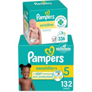 imagePampers Swaddlers Disposable Baby Diapers Size 6 108 Count with Sensitive Water Based Baby Wipes 4X PopTop Packs 336 CountSize 5  4X