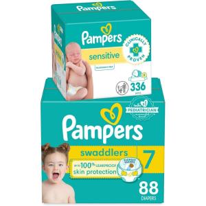 imagePampers Swaddlers Disposable Baby Diapers Size 6 108 Count with Sensitive Water Based Baby Wipes 4X PopTop Packs 336 CountSize 7  4X