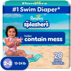 imagePampers Swim Diapers  Splashers  Size 5 17 Count GapFree Disposable Baby Swimming PantsSize 23