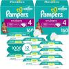 imagePampers Cruisers Disposable Baby Diapers Size 4 2 Month Supply 2 x 160 Count with Sensitive Water Based Baby Wipes 12X Multi Pack PopTop and Refill 1008 Count