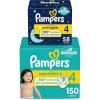 imagePampers Disposable Diapers Size 4 Swaddlers 150 Count  Overnight 58 Count
