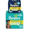 imagePampers Disposable Diapers Size 5 Swaddlers 132 Count  Overnight 50 Count