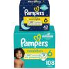 imagePampers Disposable Diapers Size 6 Swaddlers 108 Count  Overnight 42 Count