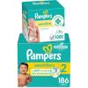 imagePampers Swaddlers Disposable Baby Diapers Size 2 186 Count with Sensitive Water Based Baby Wipes 12 FlipTop Packs 1008 Wipes Total
