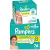 imagePampers Swaddlers Disposable Baby Diapers Size 8 76 Count with Sensitive Water Based Baby Wipes 12 FlipTop Packs 1008 Wipes Total