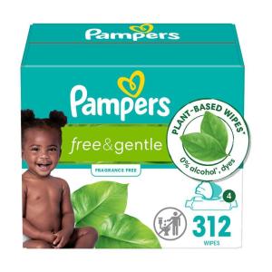 imagePampers Baby Wipes Free ampamp Gentle Hypoallergenic and Unscented Wipe 100 Plant Based PlasticFree for Babies 936 Total 12 FlipTop PacksUnscented