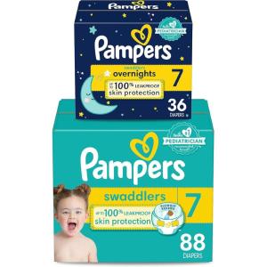 imagePampers Disposable Diapers Size 7 Swaddlers 88 Count  Overnight 36 Count