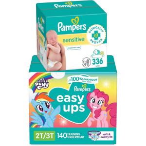 imagePampers Easy Ups and Baby Wipes  Pull On Disposable Potty Training Underwear for Girls and Boys Size 7 5T6T 84 Count ONE MONTH SUPPLY with Sensitive Wipes 6X PopTop Packs 336 Count2T3T Size 4  6X