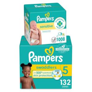 imagePampers Swaddlers Disposable Baby Diapers Size 4 150 Count with Sensitive Water Based Baby Wipes 12 FlipTop Packs 1008 Wipes Total5