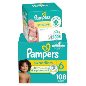 imagePampers Swaddlers Disposable Baby Diapers Size 4 150 Count with Sensitive Water Based Baby Wipes 12 FlipTop Packs 1008 Wipes Total6