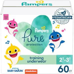 imagePampers Training Pants  Pure Protection  Size 2T3T 60 Count Baby Shark Premium Hypoallergenic Potty Underwear2T3T