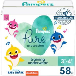 imagePampers Training Pants  Pure Protection  Size 2T3T 60 Count Baby Shark Premium Hypoallergenic Potty Underwear3T4T
