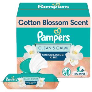 imagePampers Wipes Clean ampamp Calm Cotton Blossom Scent 672 Wipes Total 12X PopTop Packs56 Count Pack of 12